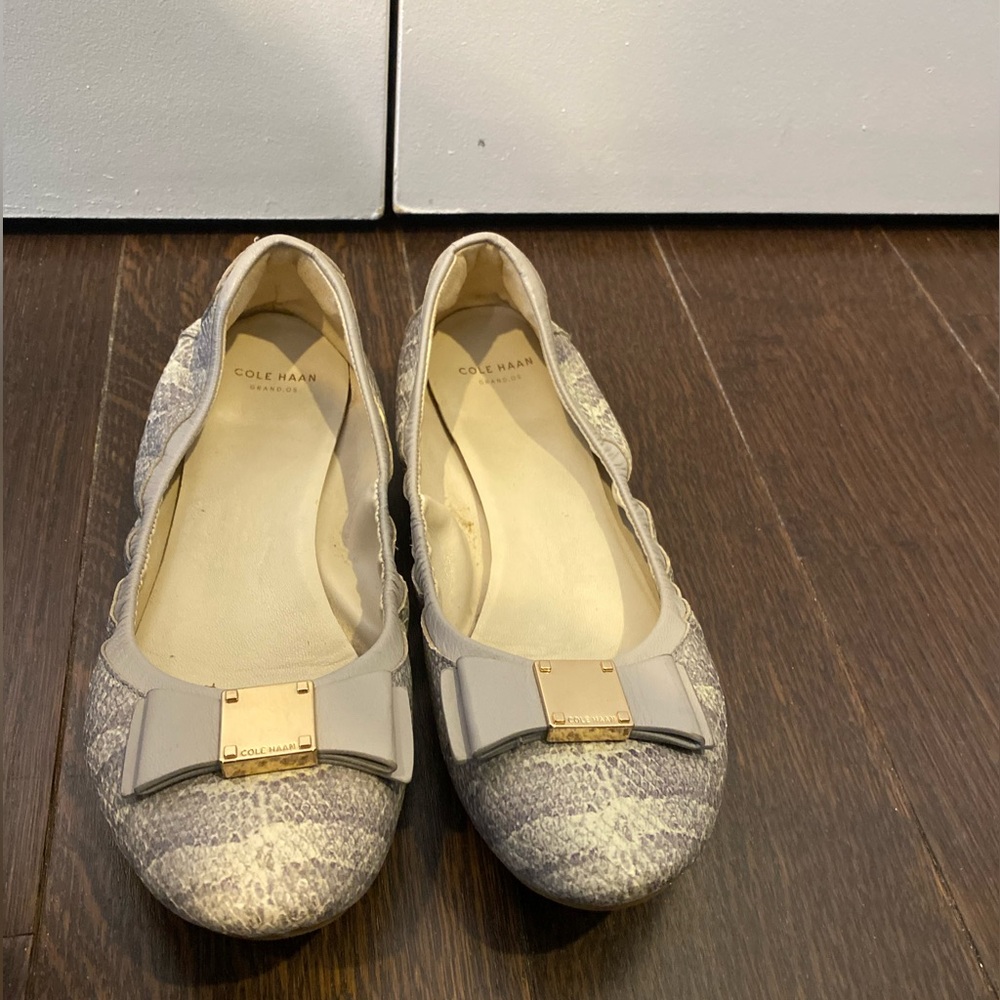 Cole Haan Leather Animal Print Ballet Flats Size 7.5